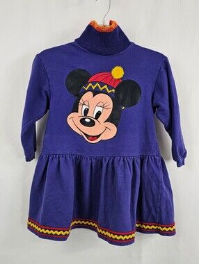 Rare VTG Early 90s Disney Girls' Minnie Mouse Long Sleeve Dress, Sz 7Y